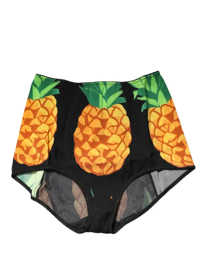 Dolce &amp; Gabbana Black Pineapple High Waist Girdle Panty Underwear