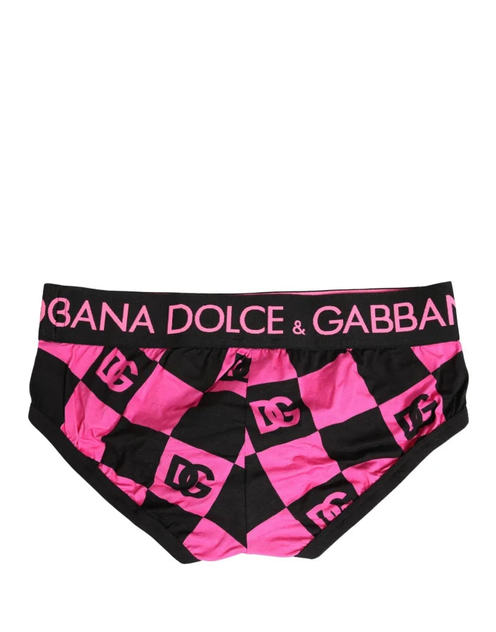 Dolce &amp; Gabbana Black Pink Logo Cotton Brando Brief Underwear