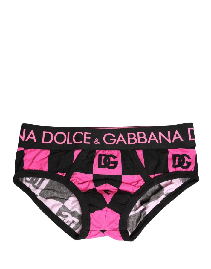 Dolce &amp; Gabbana Black Pink Logo Cotton Brando Brief Underwear