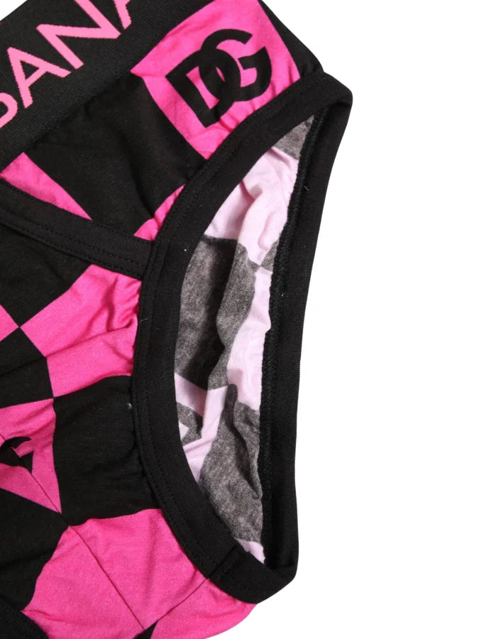 Dolce &amp; Gabbana Black Pink Logo Cotton Brando Brief Underwear