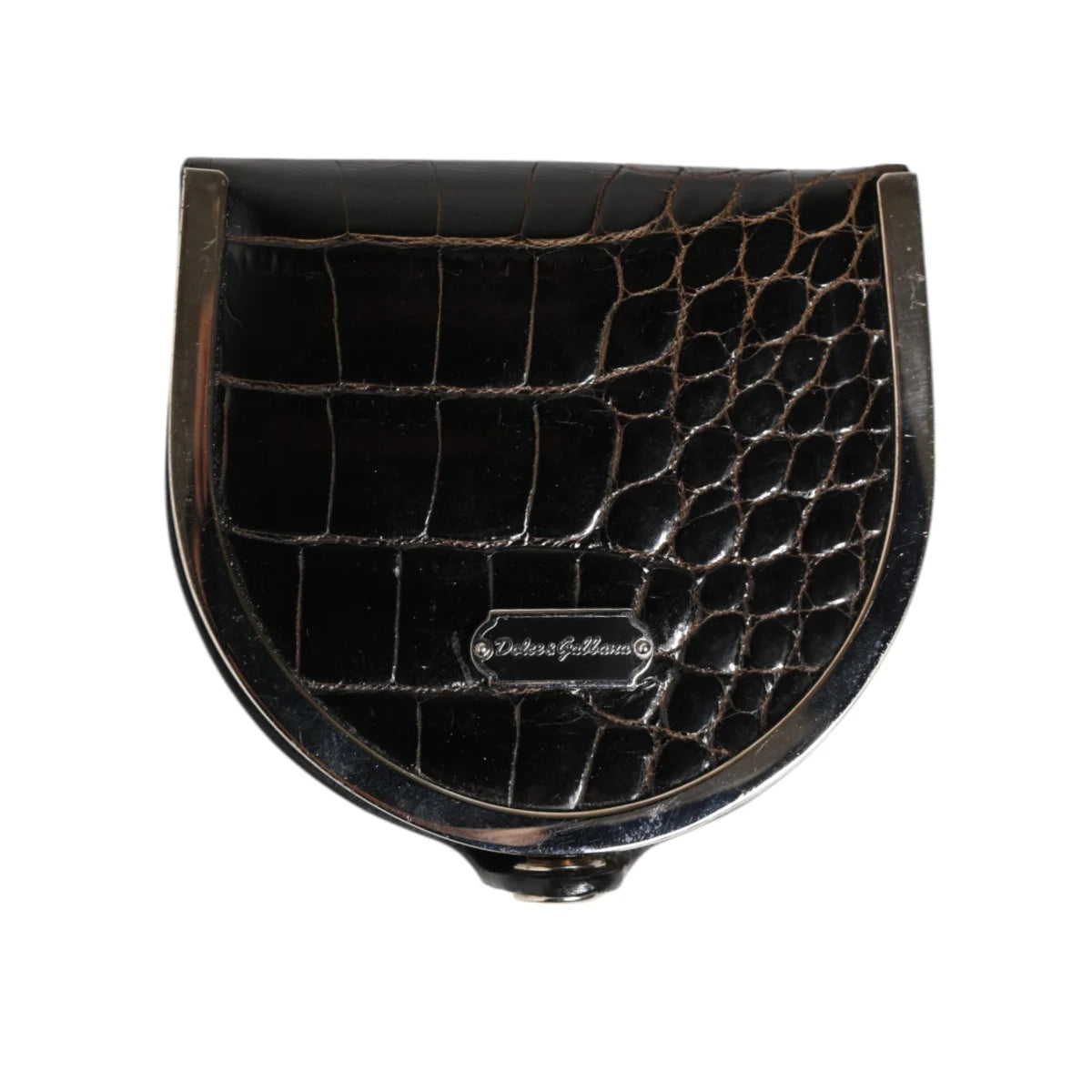 Dolce and Gabbana Black Polished American Alligator Leather Wallet &