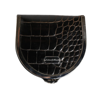 Dolce and Gabbana Black Polished American Alligator Leather Wallet &