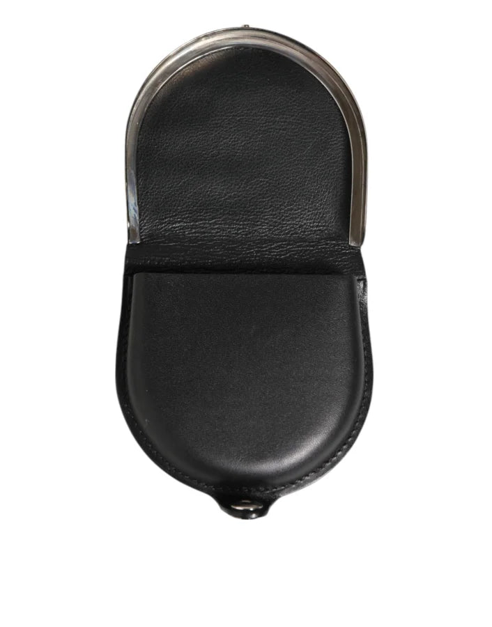 Dolce &amp; Gabbana Black Polished Crocodile Leather Mens Coin Purse Wallet