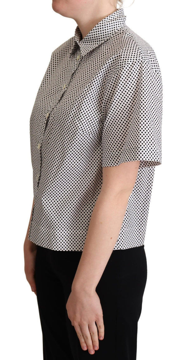 Dolce & Gabbana Shirts - Black Polka Dot Collared Shirt White