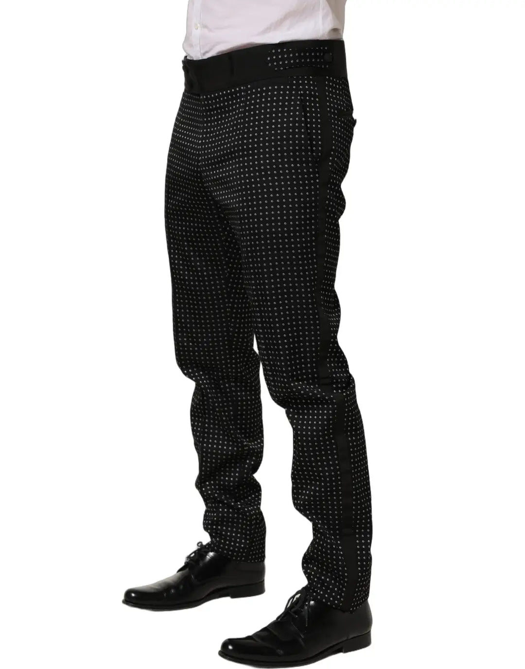 Dolce &amp; Gabbana Black Polka Dot Cotton Dress Trouser Pants