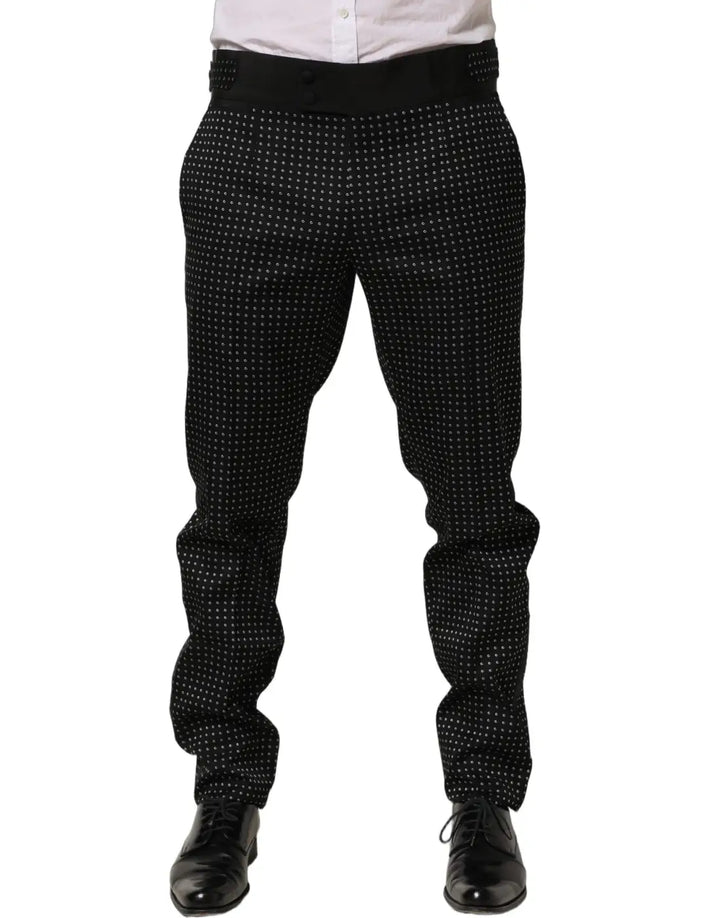 Dolce &amp; Gabbana Black Polka Dot Cotton Dress Trouser Pants