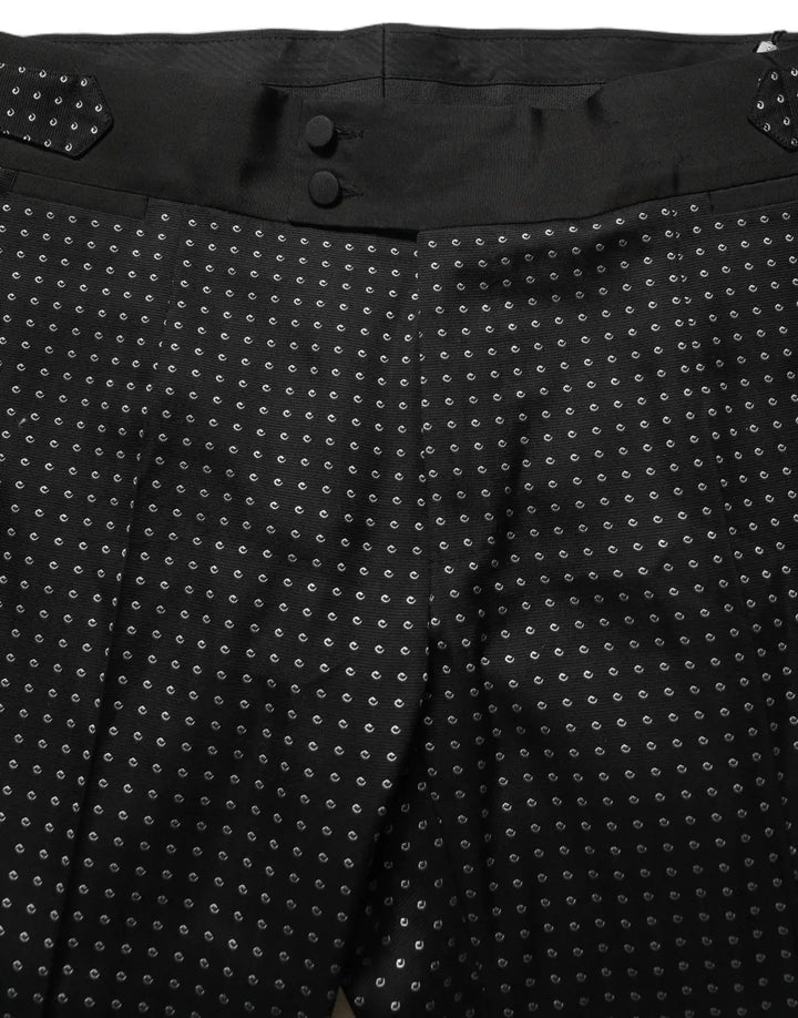 Dolce &amp; Gabbana Black Polka Dot Cotton Dress Trouser Pants
