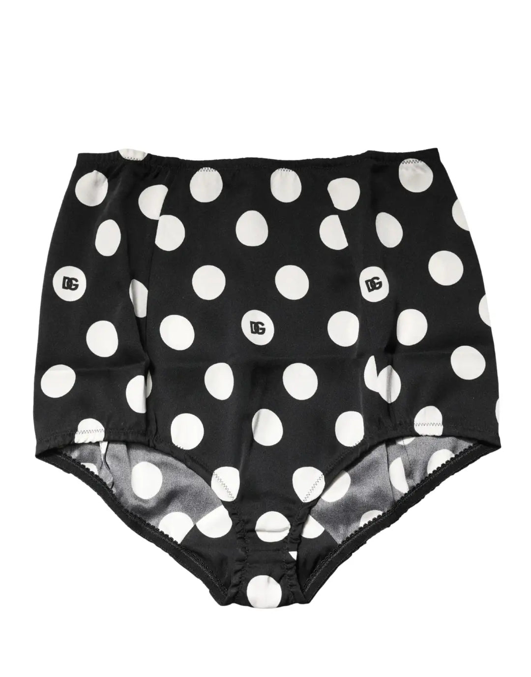 Dolce &amp; Gabbana Black Polka Dot High Waist Girdle Panty Underwear