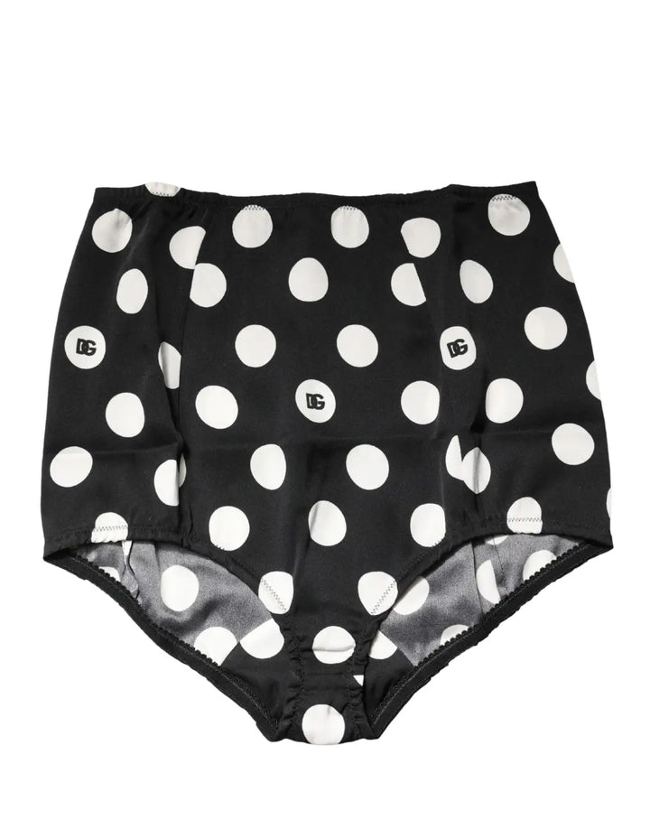 Dolce &amp; Gabbana Black Polka Dot High Waist Girdle Panty Underwear
