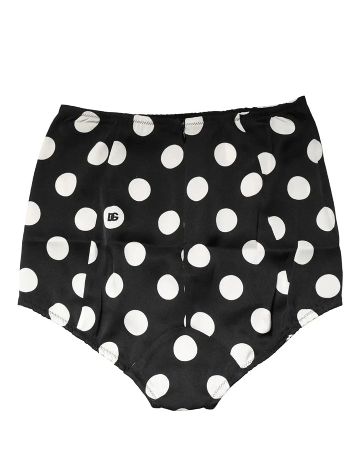 Dolce &amp; Gabbana Black Polka Dot High Waist Girdle Panty Underwear