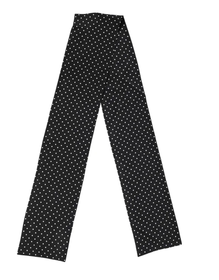 Dolce &amp; Gabbana Black Polka Dot Neck Wrap Foulard 133.5cm x 12.5cm Scarf