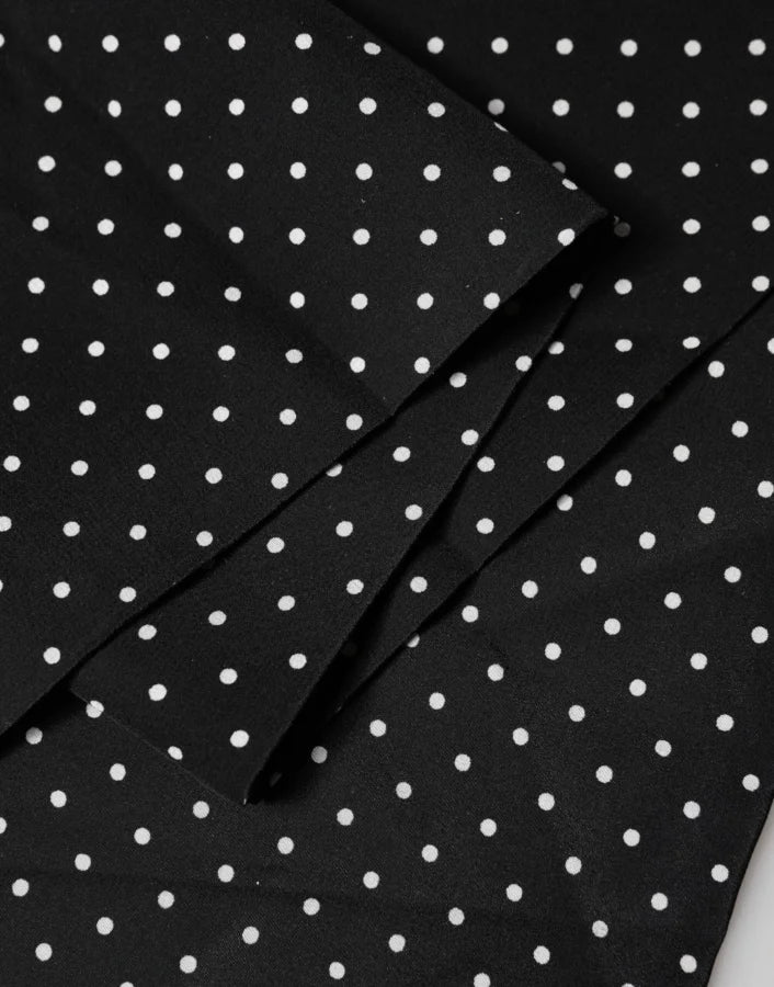 Dolce &amp; Gabbana Black Polka Dot Neck Wrap Foulard 133.5cm x 12.5cm Scarf