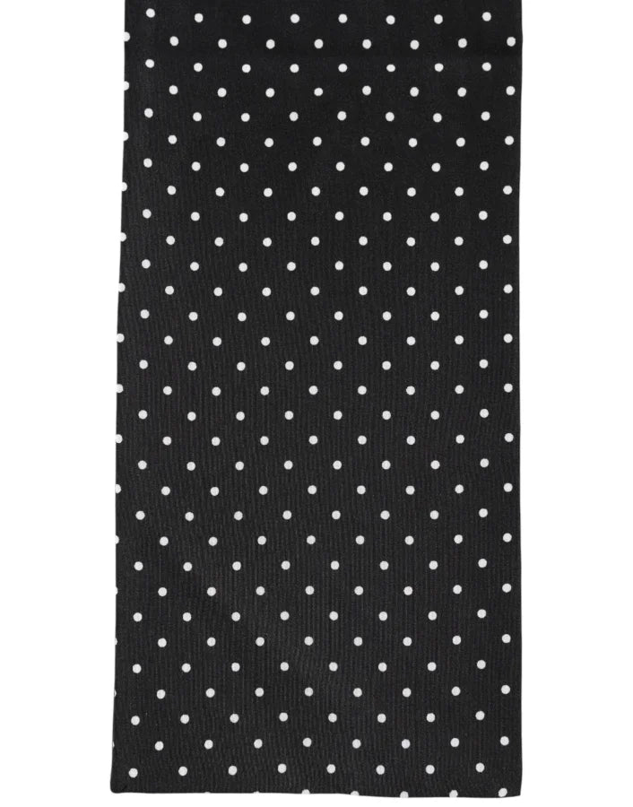Dolce &amp; Gabbana Black Polka Dot Neck Wrap Foulard 133.5cm x 12.5cm Scarf