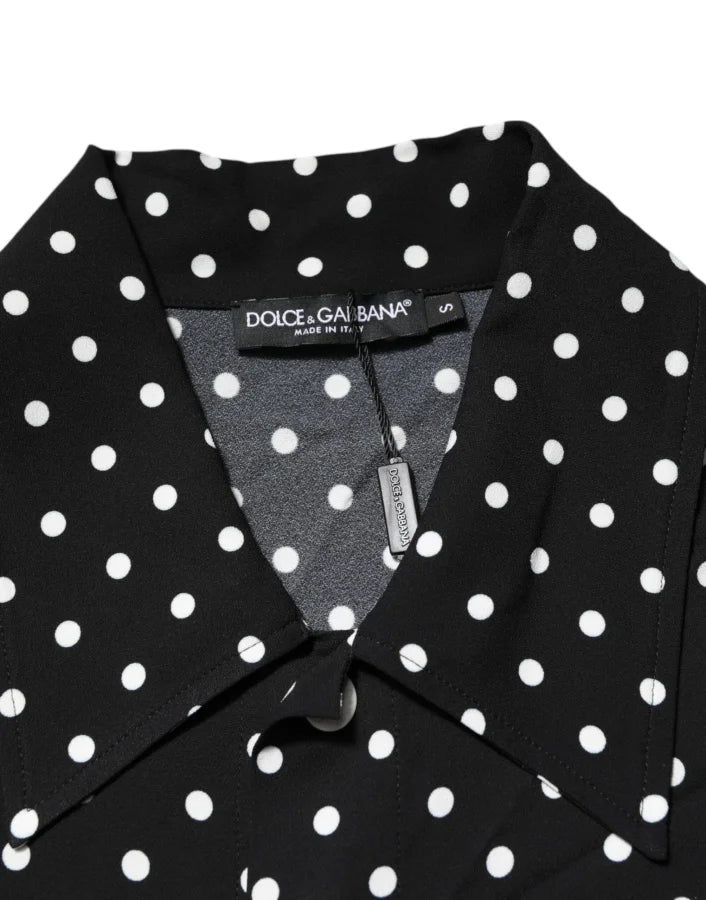 Dolce &amp; Gabbana Black Polka Dot Short Sleeves Collared Polo T-shirt