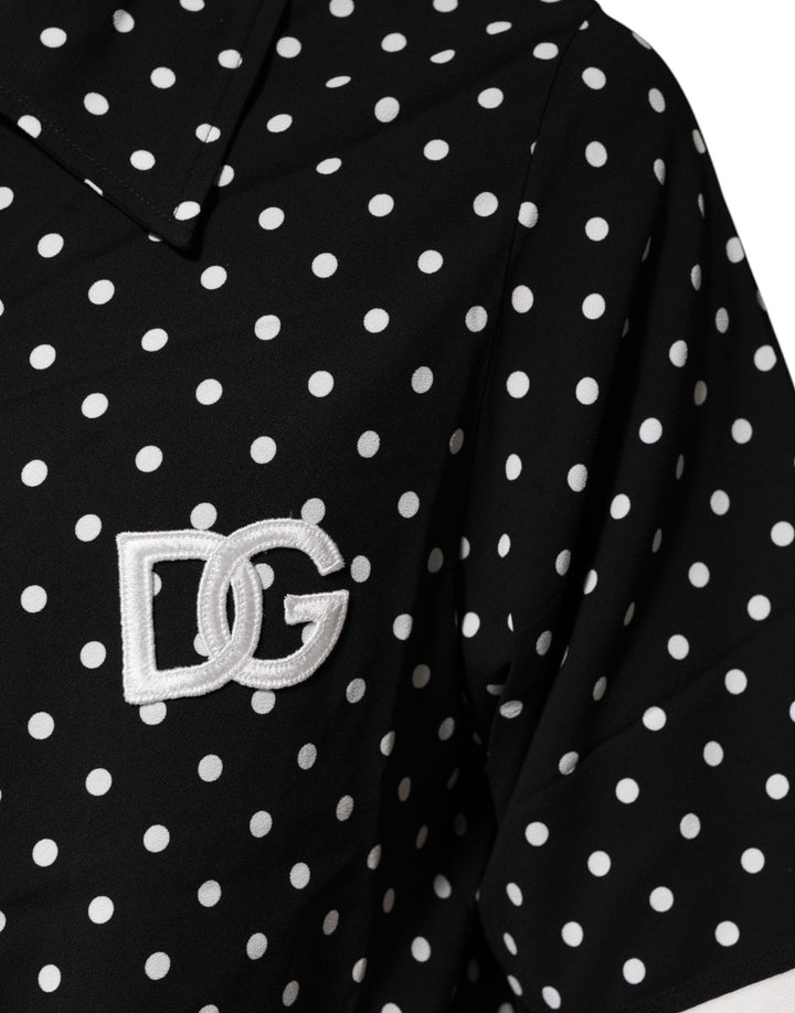 Dolce &amp; Gabbana Black Polka Dot Short Sleeves Collared Polo T-shirt