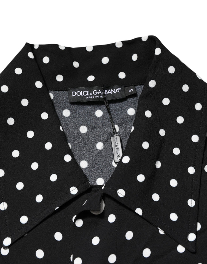 Dolce &amp; Gabbana Black Polka Dot Short Sleeves Collared Polo T-shirt