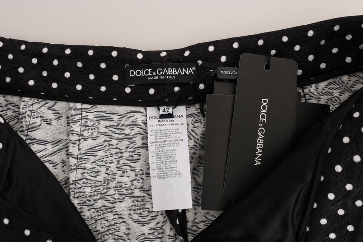 Dolce &amp; Gabbana Black Polka Dot Sicily Crystal Pants