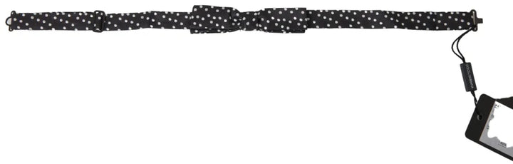 Dolce &amp; Gabbana Black Polka Dot Silk Adjustable Men Neck Papillon Bow Tie
