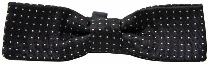 Dolce &amp; Gabbana Black Polka Dot Silk Adjustable Men Neck Papillon Bow Tie