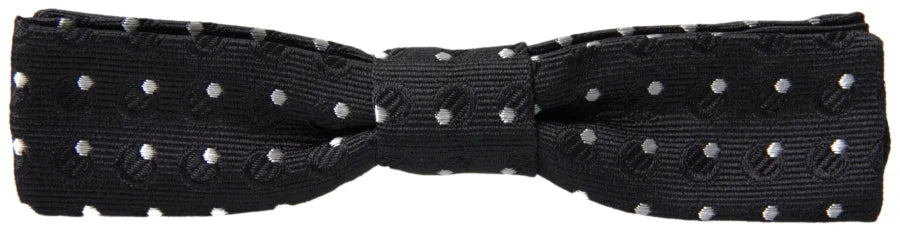 Dolce &amp; Gabbana Black Polka Dot Silk Adjustable Men Neck Papillon Bow Tie