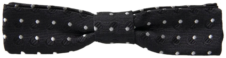 Dolce &amp; Gabbana Black Polka Dot Silk Adjustable Men Neck Papillon Bow Tie