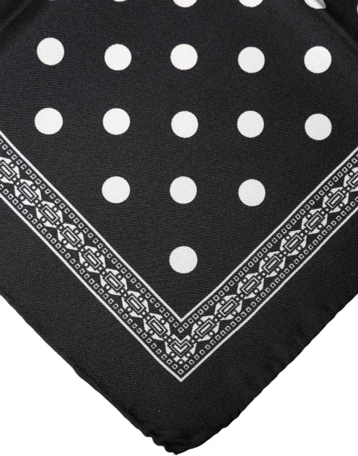 Dolce &amp; Gabbana Black Polka Dot Square Handkerchief Scarf