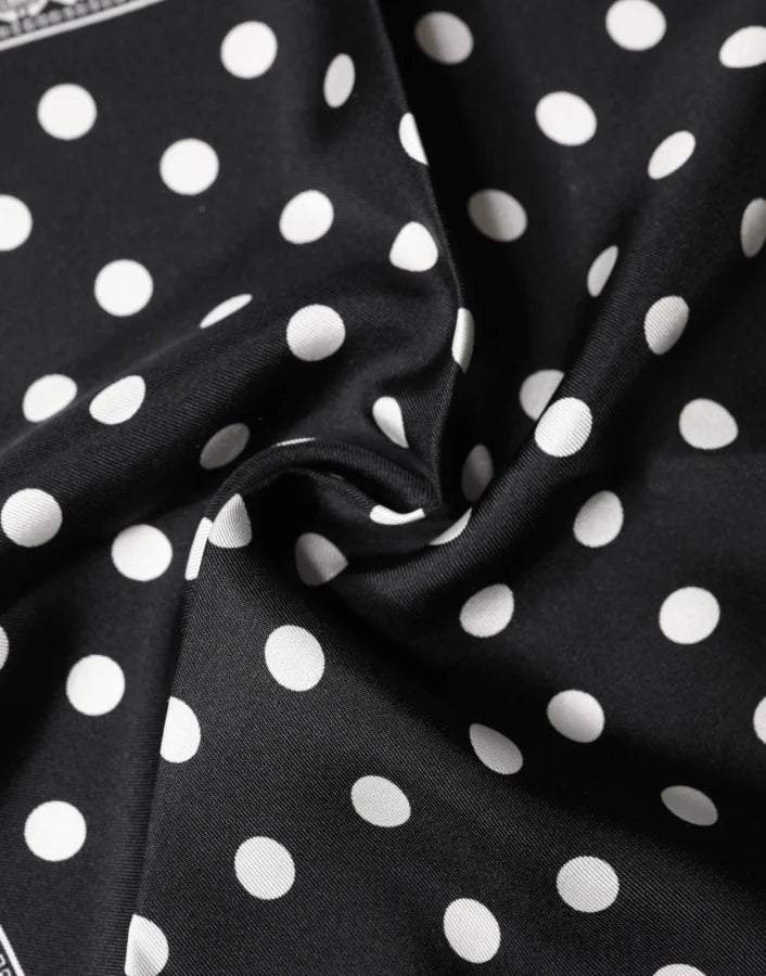 Dolce &amp; Gabbana Black Polka Dot Square Handkerchief Scarf