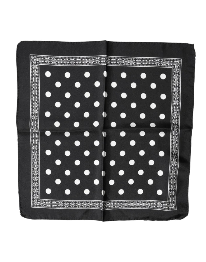 Dolce &amp; Gabbana Black Polka Dot Square Handkerchief Scarf