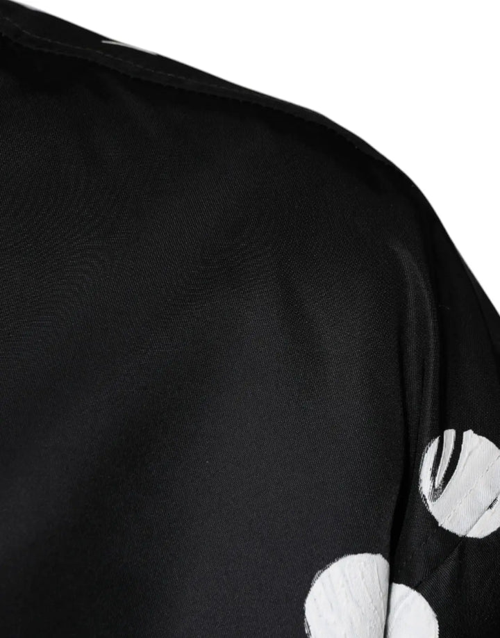 Dolce &amp; Gabbana Black Polka Dot Stripe Nylon Bomber Jacket