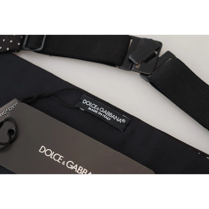 Dolce & Gabbana Black Polka Dot Wide Waist Men Belt Cummerband