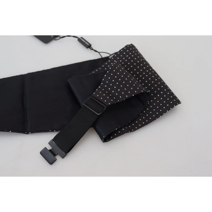 Dolce & Gabbana Black Polka Dot Wide Waist Men Belt Cummerband