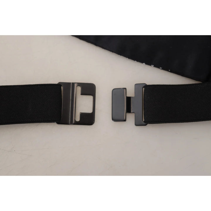 Dolce & Gabbana Black Polka Dot Wide Waist Men Belt Cummerband