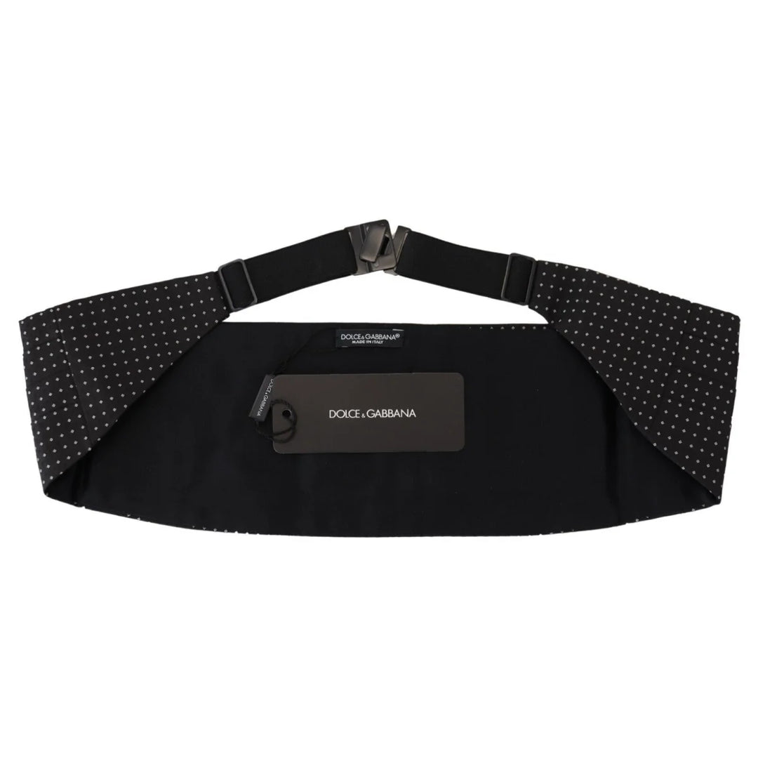 Dolce & Gabbana Black Polka Dot Wide Waist Men Belt Cummerband