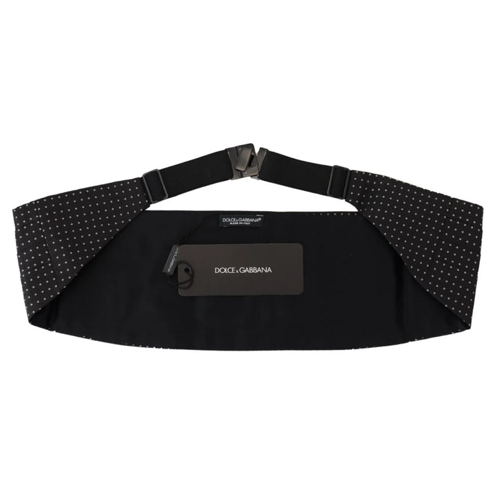 Dolce & Gabbana Black Polka Dot Wide Waist Men Belt Cummerband