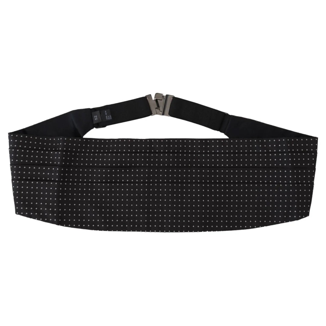 Dolce & Gabbana Black Polka Dot Wide Waist Men Belt Cummerband
