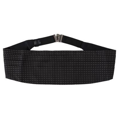 Dolce & Gabbana Black Polka Dot Wide Waist Men Belt Cummerband