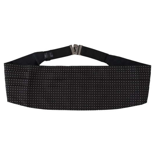 Dolce & Gabbana Black Polka Dot Wide Waist Men Belt Cummerband