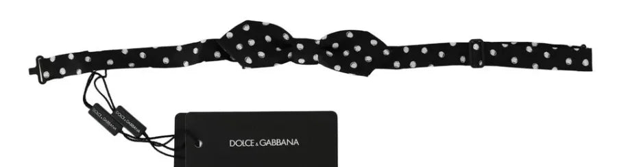 Dolce &amp; Gabbana Black Polka Dots Adjustable Neck Bow Tie