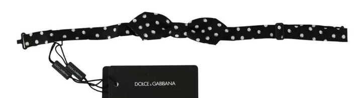 Dolce &amp; Gabbana Black Polka Dots Adjustable Neck Bow Tie