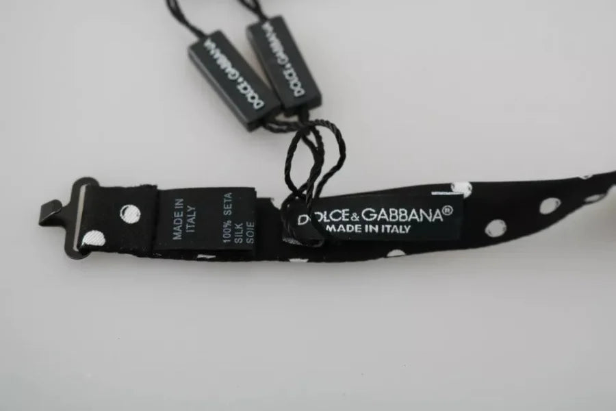 Dolce &amp; Gabbana Black Polka Dots Adjustable Neck Bow Tie