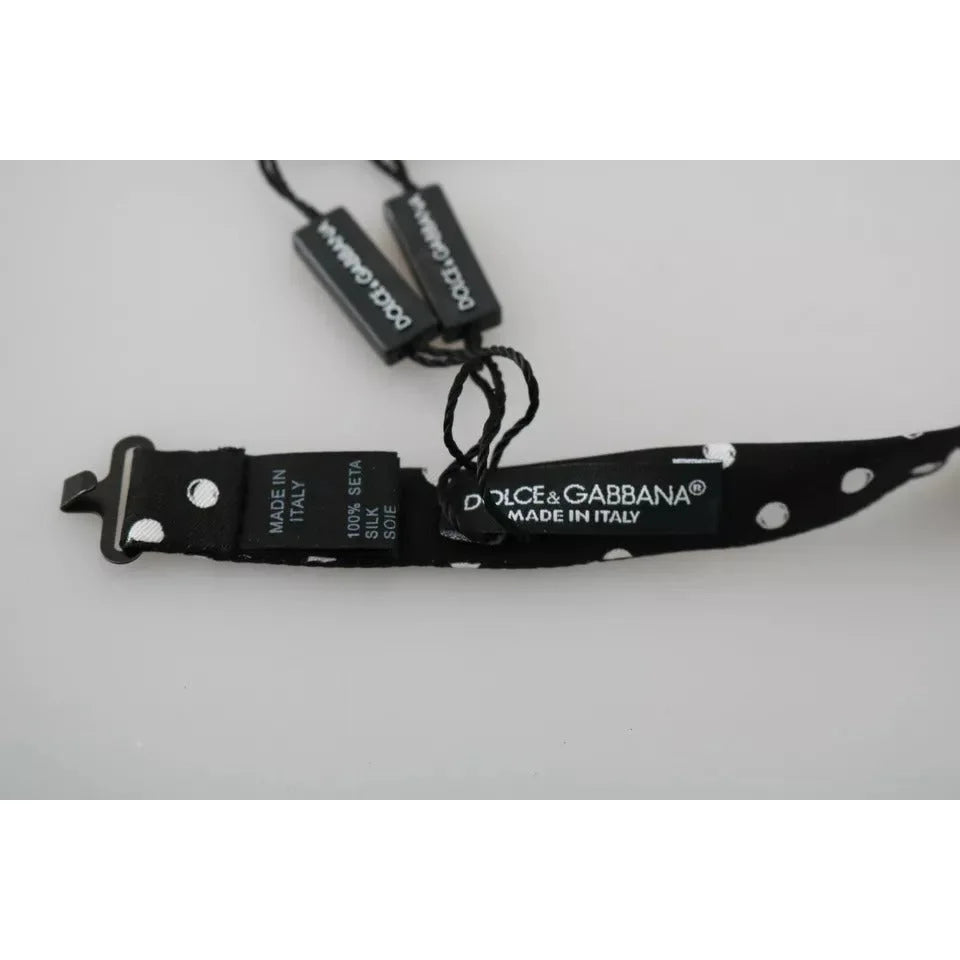 Dolce Gabbana Black Polka Dots Bow Tie Exclusive Authentic Style &