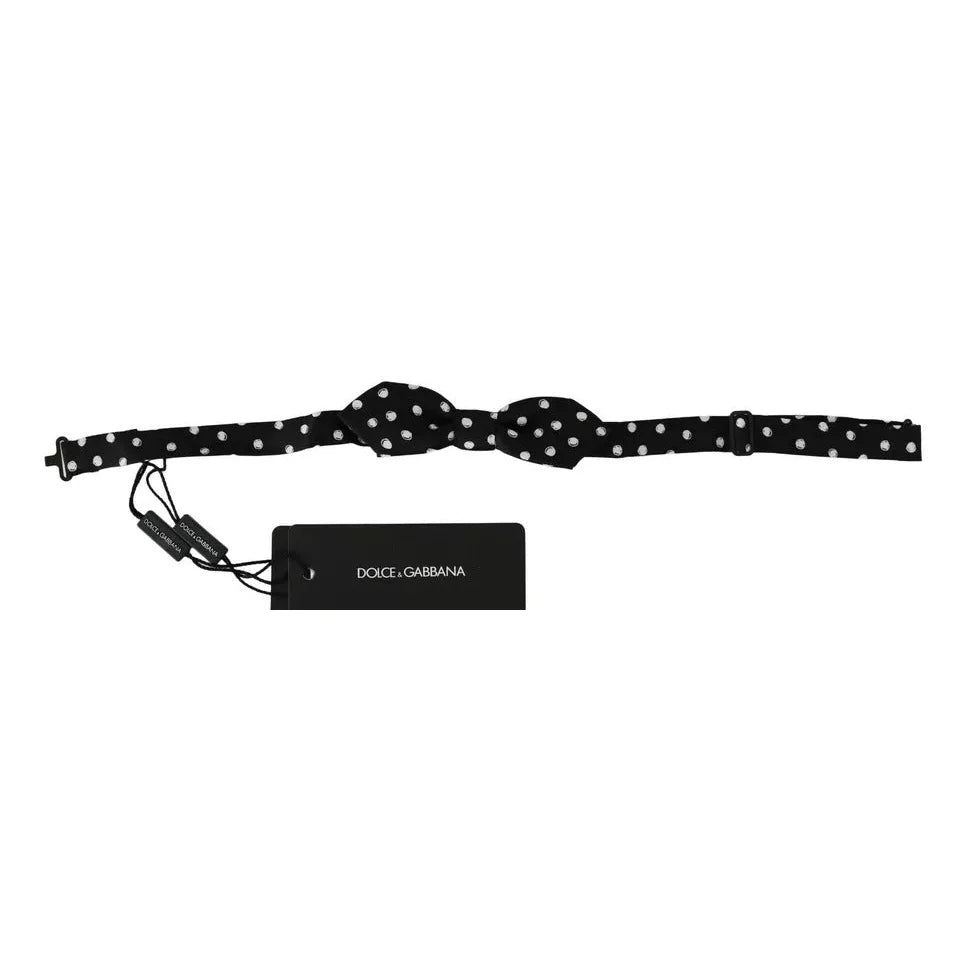 Dolce Gabbana Black Polka Dots Bow Tie Exclusive Authentic Style &
