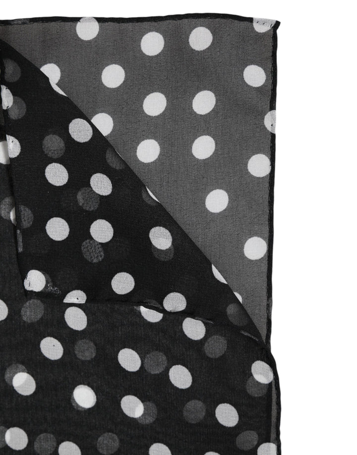 Dolce &amp; Gabbana Black Polka Dots Polyester Wrap Shawl Scarf