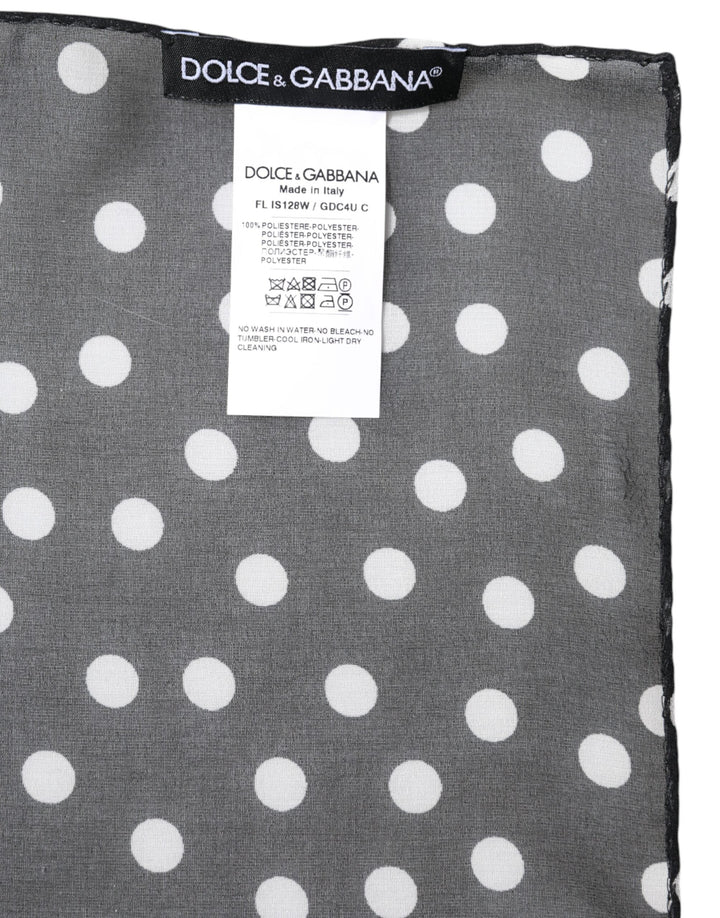 Dolce &amp; Gabbana Black Polka Dots Polyester Wrap Shawl Scarf