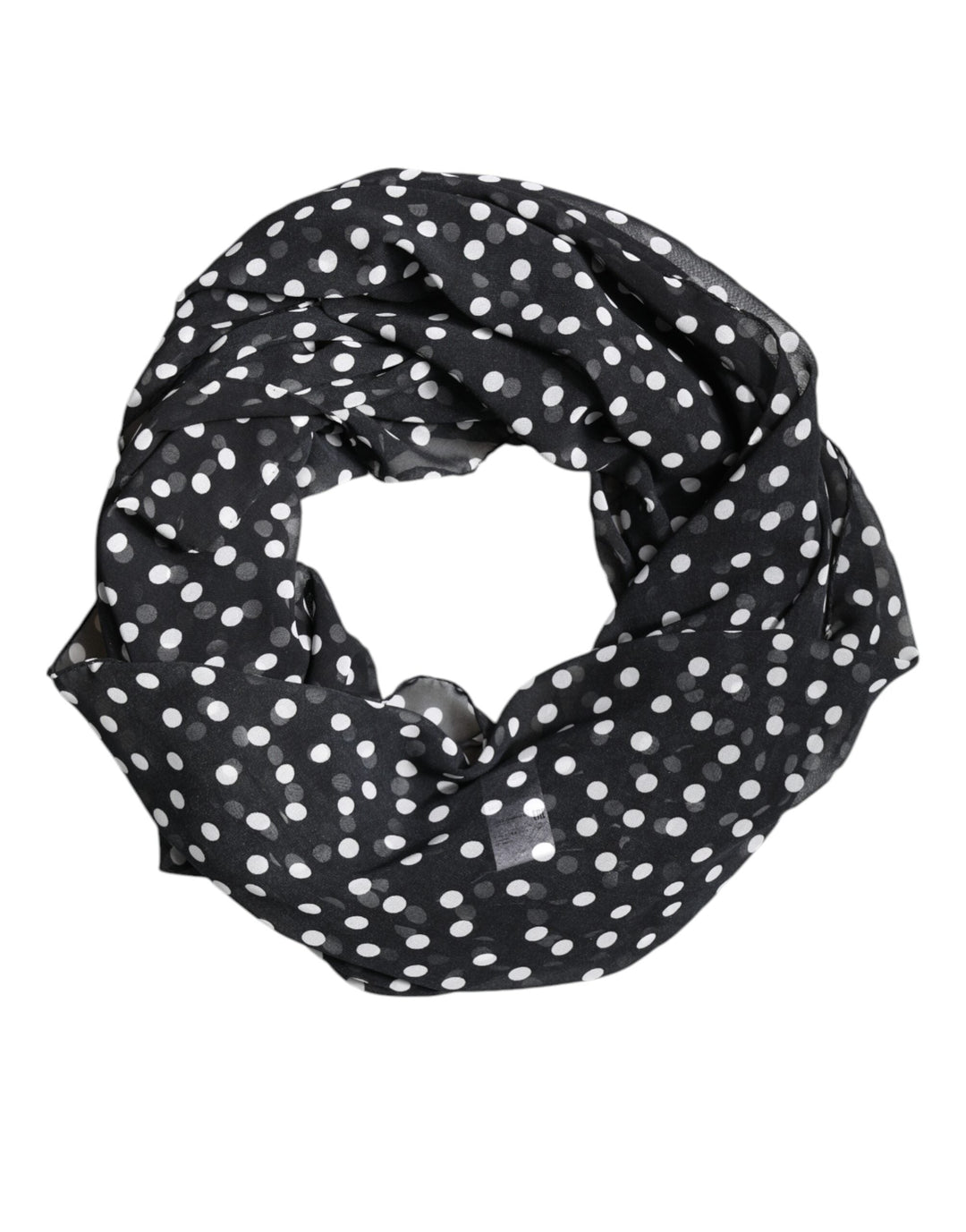 Dolce &amp; Gabbana Black Polka Dots Polyester Wrap Shawl Scarf