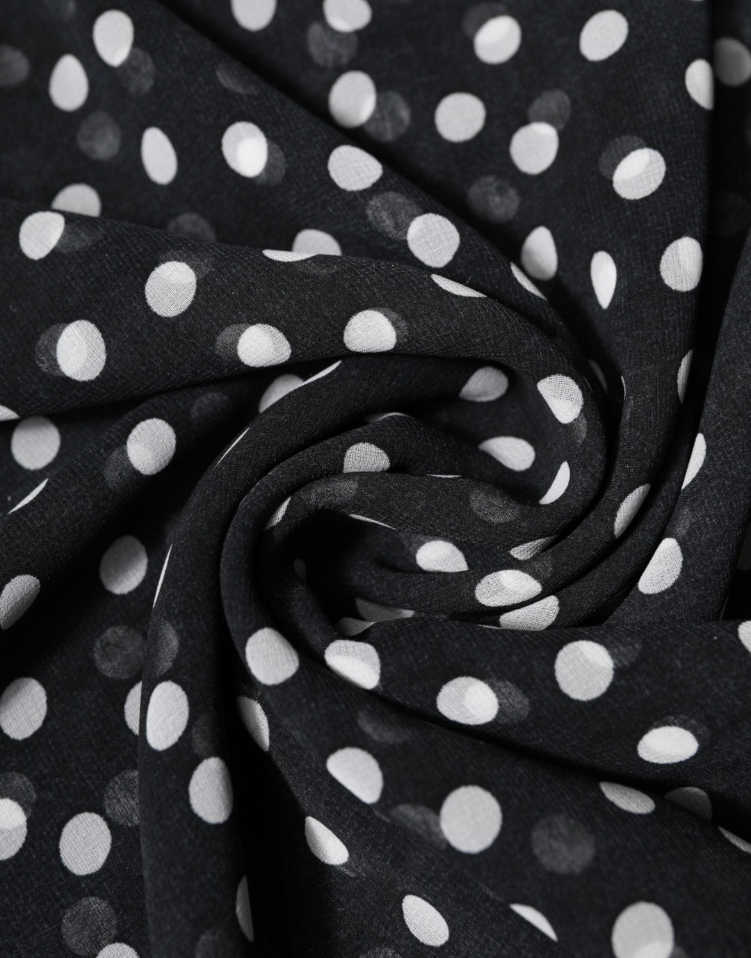 Dolce &amp; Gabbana Black Polka Dots Polyester Wrap Shawl Scarf