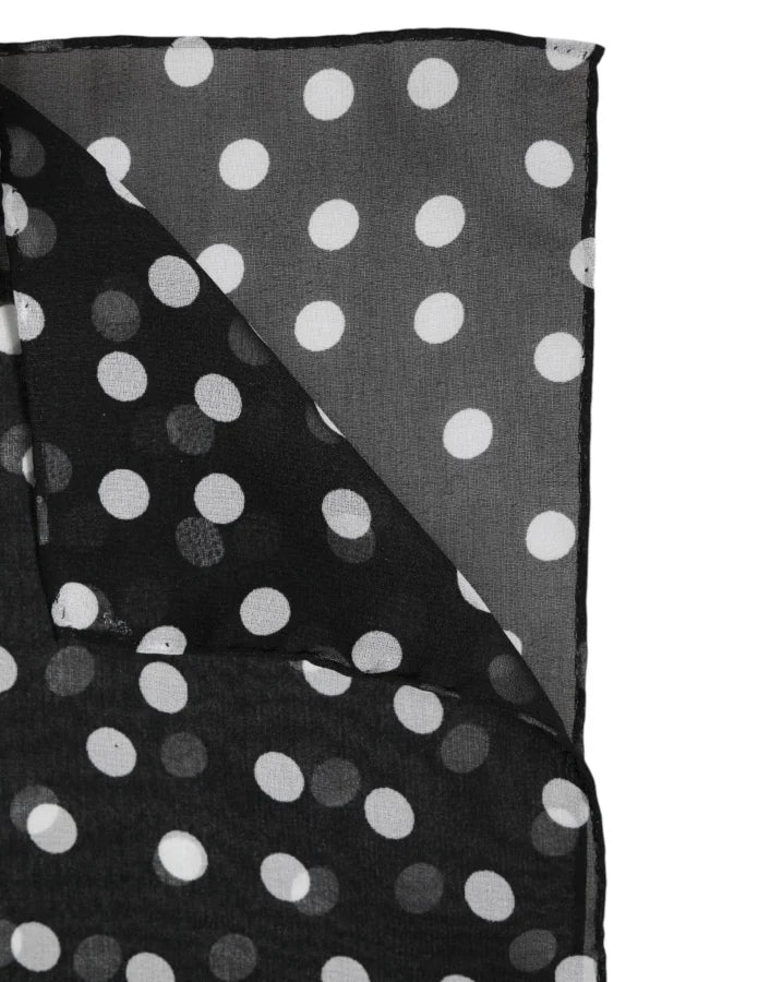 Dolce &amp; Gabbana Black Polka Dots Polyester Wrap Shawl Scarf