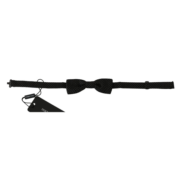 Dolce & Gabbana Black Polka Dots Silk Adjustable Neck Papillon Men Bow Tie