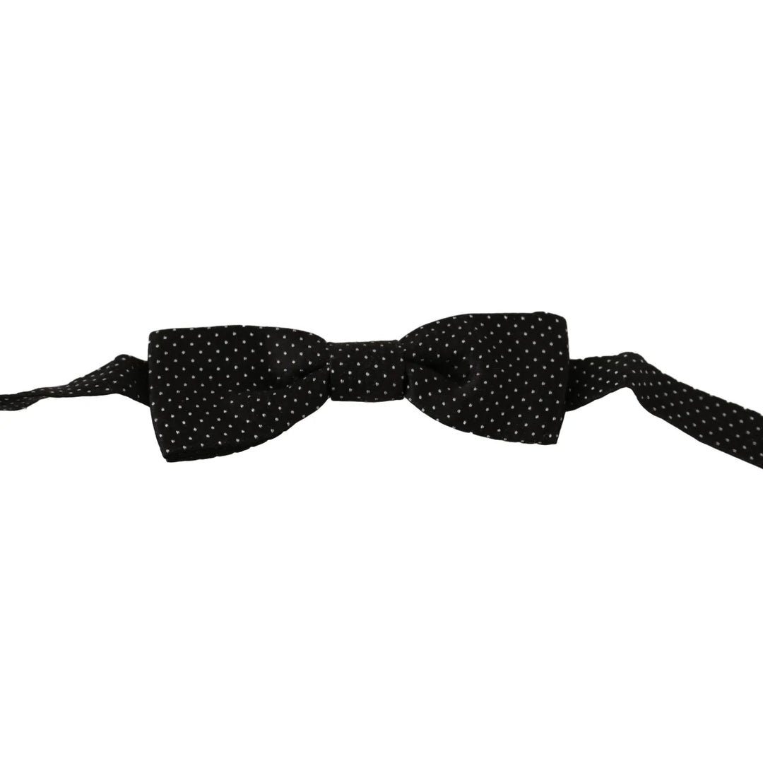 Dolce & Gabbana Black Polka Dots Silk Adjustable Neck Papillon Men Bow Tie
