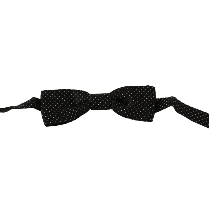 Dolce & Gabbana Black Polka Dots Silk Adjustable Neck Papillon Men Bow Tie